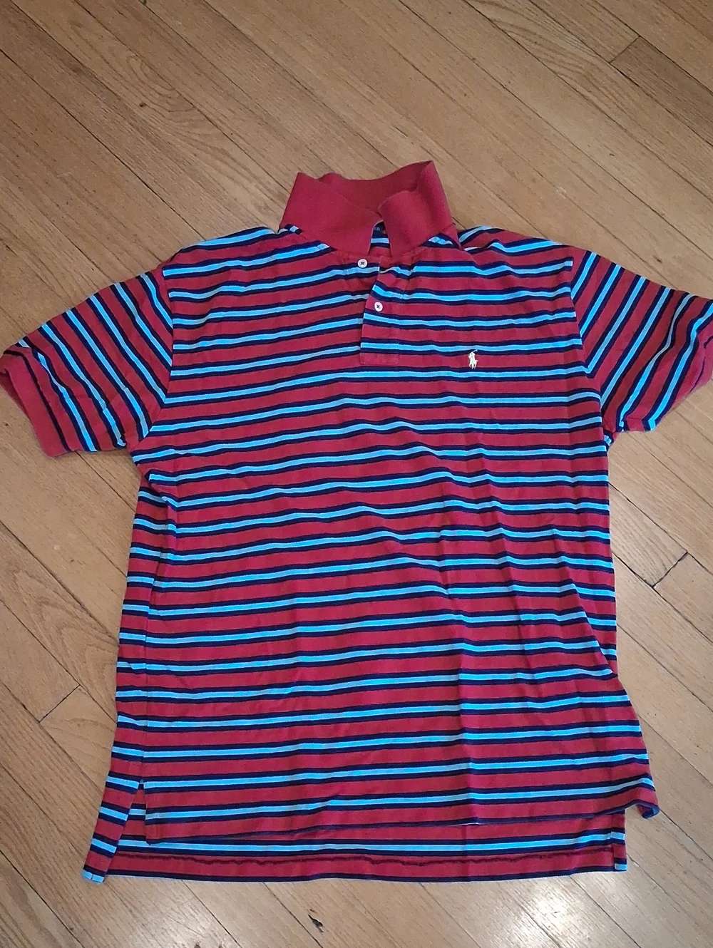 Ralph Lauren Red and Blue Striped Polo